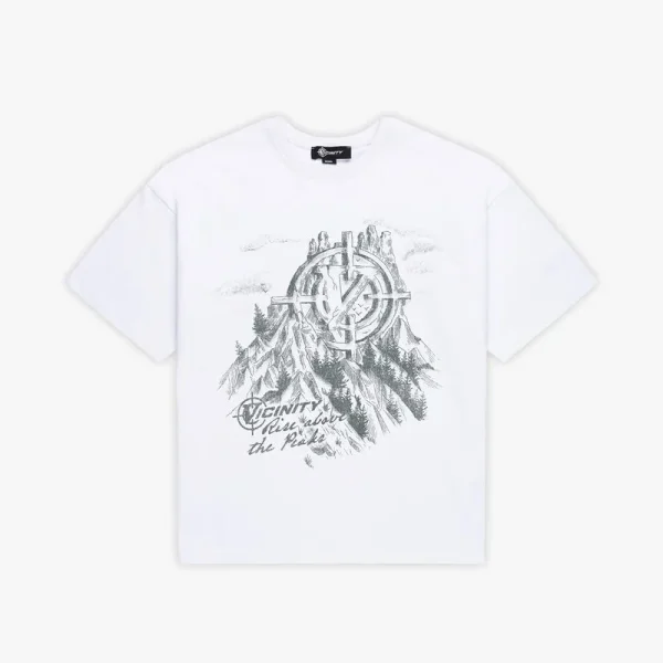 Rise above the peaks tee white - Avenue Wear