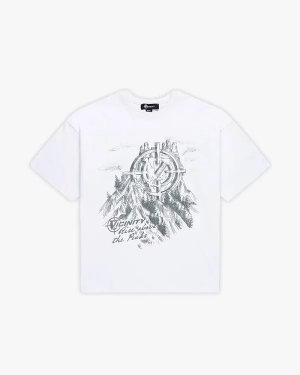 Rise above the peaks tee white - Avenue Wear