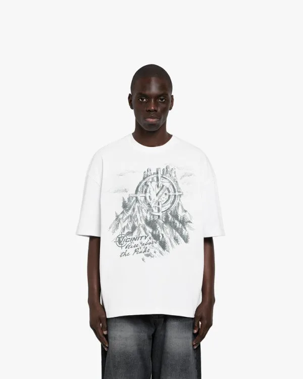 RISE ABOVE THE PEAKS TEE WHITE - T-Shirts - streetwear Avenue Wear