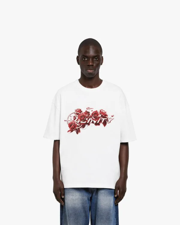 ROSE LOGO TEE WHITE - T-Shirts - streetwear Avenue Wear