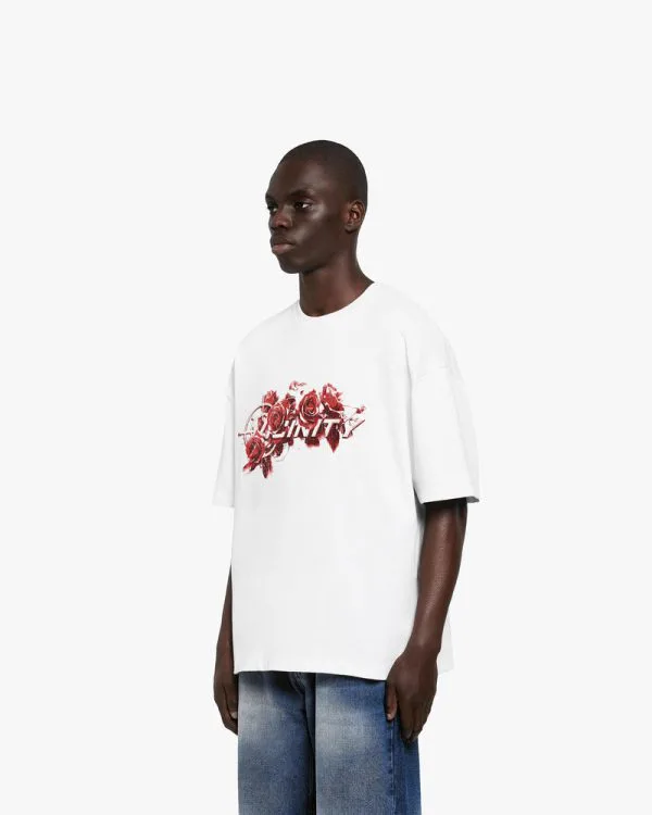ROSE LOGO TEE WHITE - T-Shirts - streetwear Avenue Wear