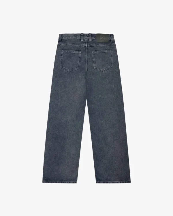 SCRIPT DENIM WASHED BLUE - Pantalons & Jorts - streetwear Avenue Wear