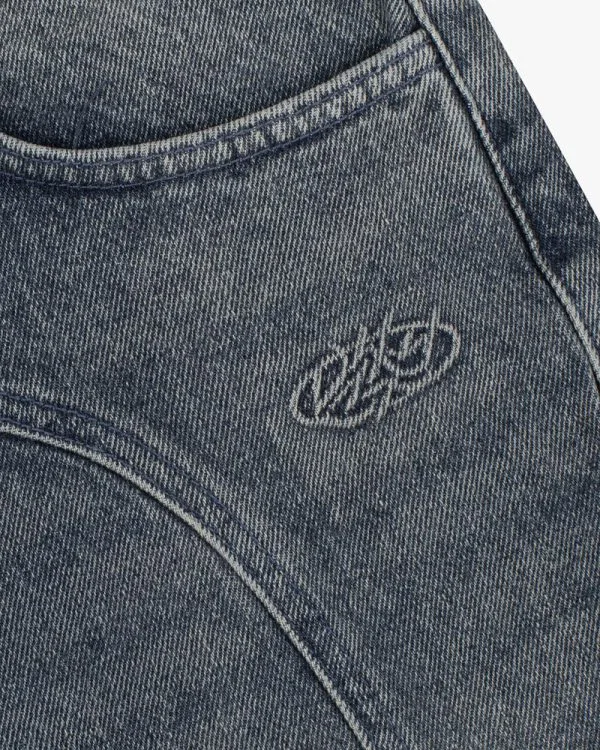 SCRIPT DENIM WASHED BLUE - Pantalons & Jorts - streetwear Avenue Wear