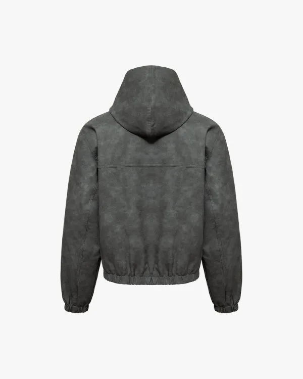 SCRIPT LOGO LEATHER JACKET GREY - Vestes - streetwear Avenue Wear