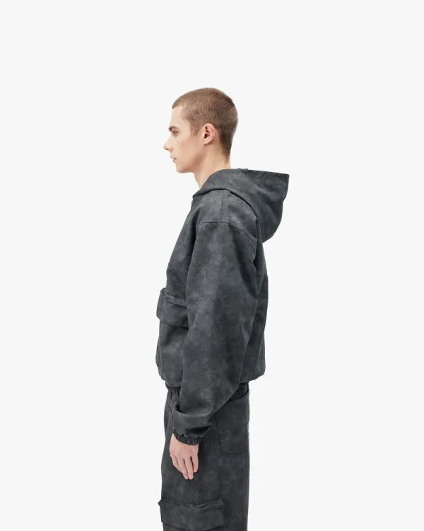 SCRIPT LOGO LEATHER JACKET GREY - Vestes - streetwear Avenue Wear