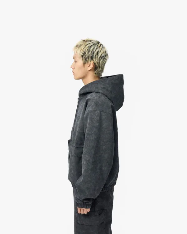 SCRIPT LOGO LEATHER JACKET TAR BLACK - Vestes - streetwear Avenue Wear