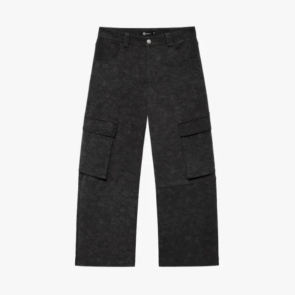 Script logo leather pants tar black - Avenue Wear