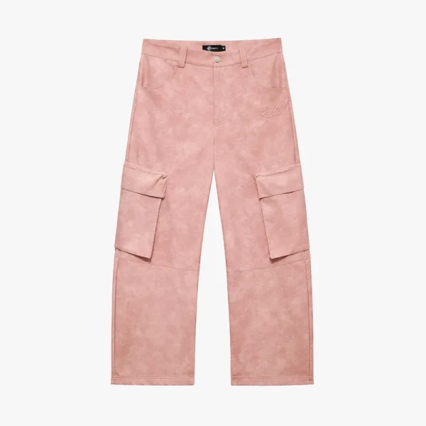 Script logo leather pants vintage pink - Avenue Wear