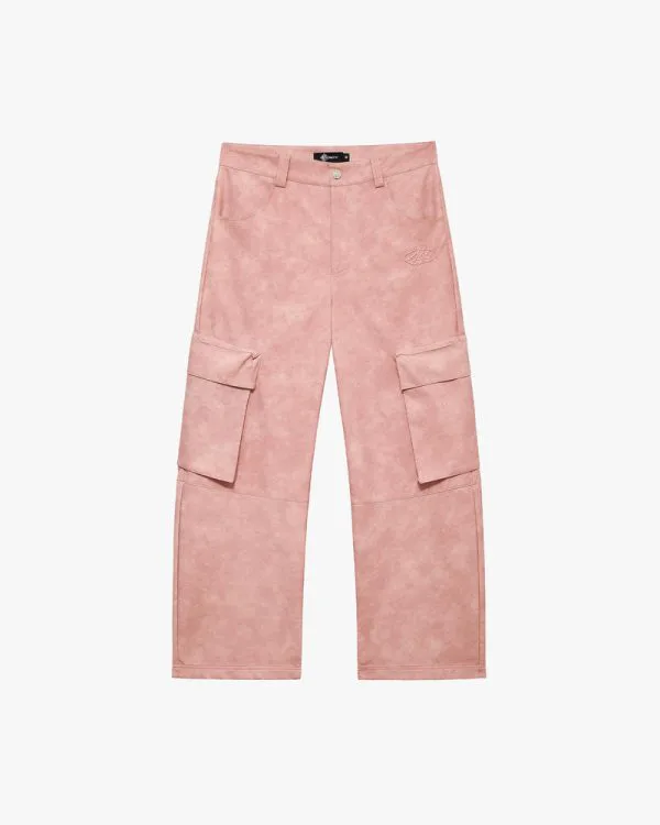 Script logo leather pants vintage pink - Avenue Wear