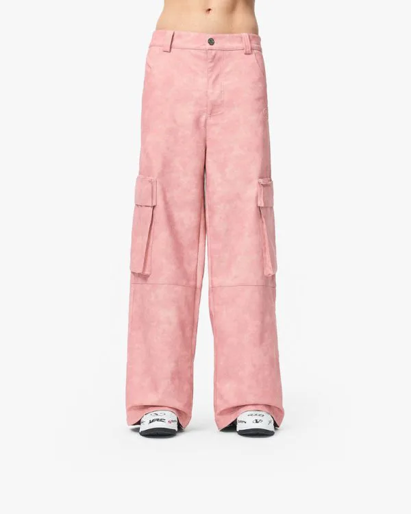 SCRIPT LOGO LEATHER PANTS VINTAGE PINK - Pantalons & Jorts - streetwear Avenue Wear