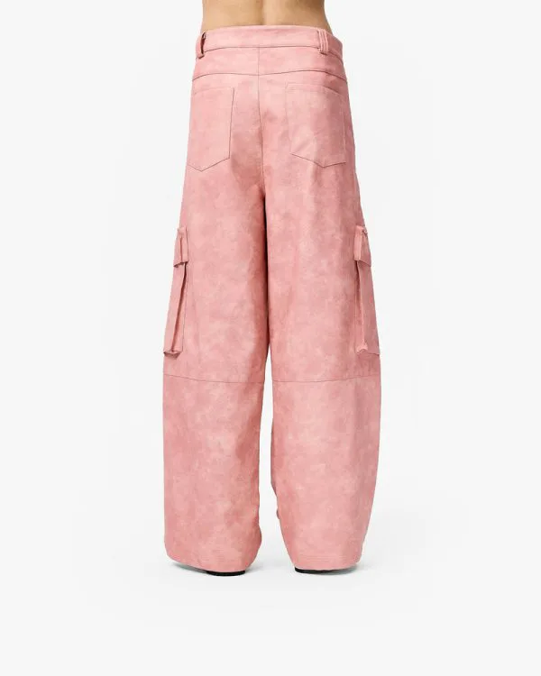 SCRIPT LOGO LEATHER PANTS VINTAGE PINK - Pantalons & Jorts - streetwear Avenue Wear