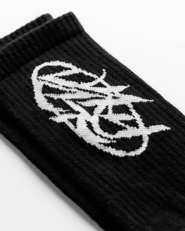 SCRIPT LOGO SOCKS DOUBLE PACK BLACK - Accessoires - streetwear Avenue Wear