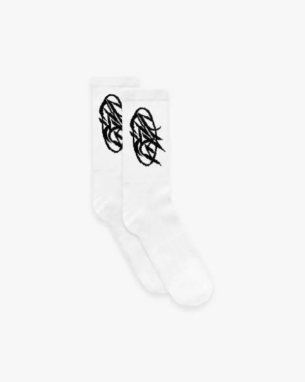 Script logo socks double pack white - Avenue Wear