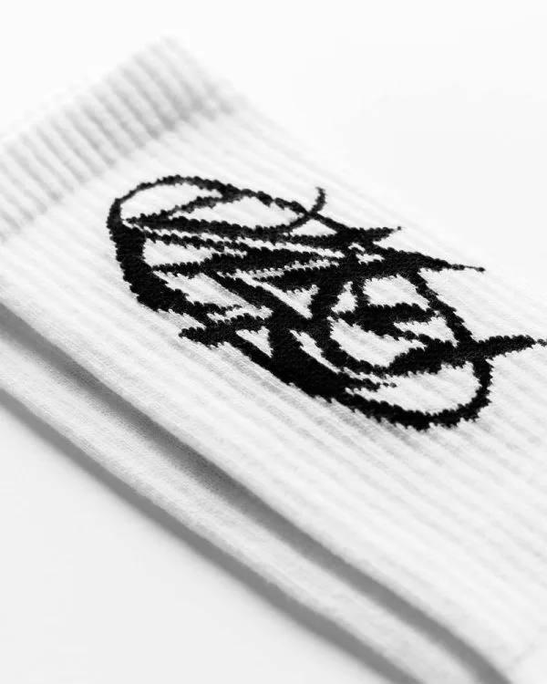 SCRIPT LOGO SOCKS DOUBLE PACK WHITE - Accessoires - streetwear Avenue Wear