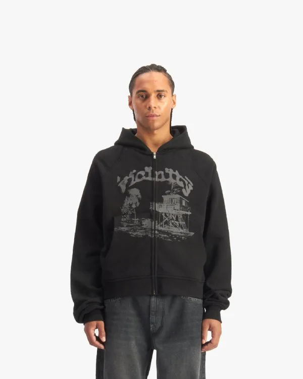 SHOOTING HOUSE ZIP HOODIE BLACK - Sweats & Hoodies - streetwear Avenue Wear