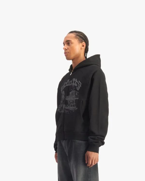 SHOOTING HOUSE ZIP HOODIE BLACK - Sweats & Hoodies - streetwear Avenue Wear