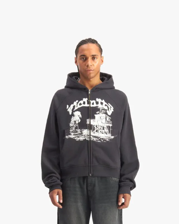 SHOOTING HOUSE ZIP HOODIE DARK GREY - Sweats & Hoodies - streetwear Avenue Wear