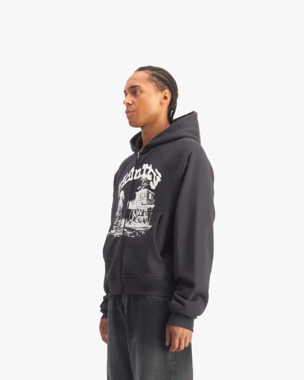 SHOOTING HOUSE ZIP HOODIE DARK GREY - Sweats & Hoodies - streetwear Avenue Wear