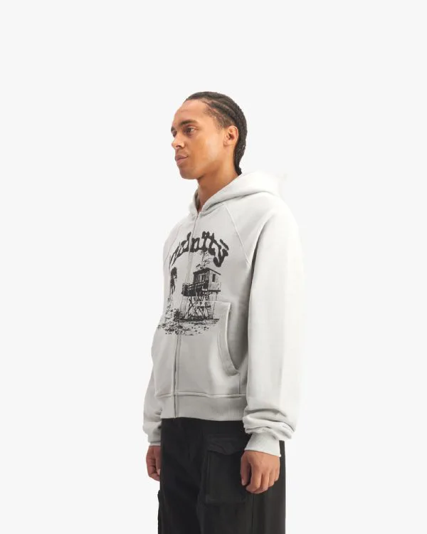 SHOOTING HOUSE ZIP HOODIE LIGHT GREY - Sweats & Hoodies - streetwear Avenue Wear