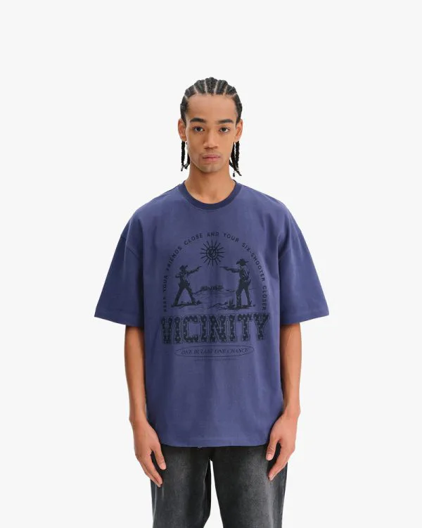 SIX SHOOTER DUEL TEE NAVY - T-Shirts - streetwear Avenue Wear