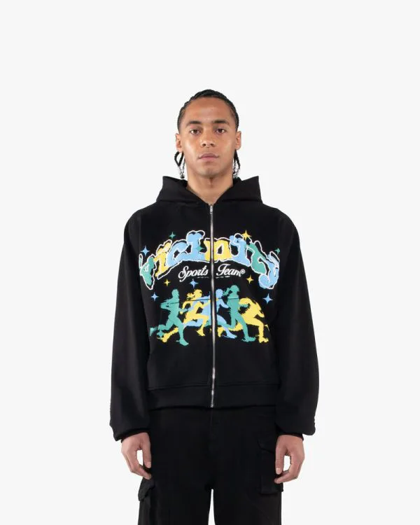 SPORTS TEAM INSIDE OUT ZIP HOODIE BLACK - Sweats & Hoodies - streetwear Avenue Wear