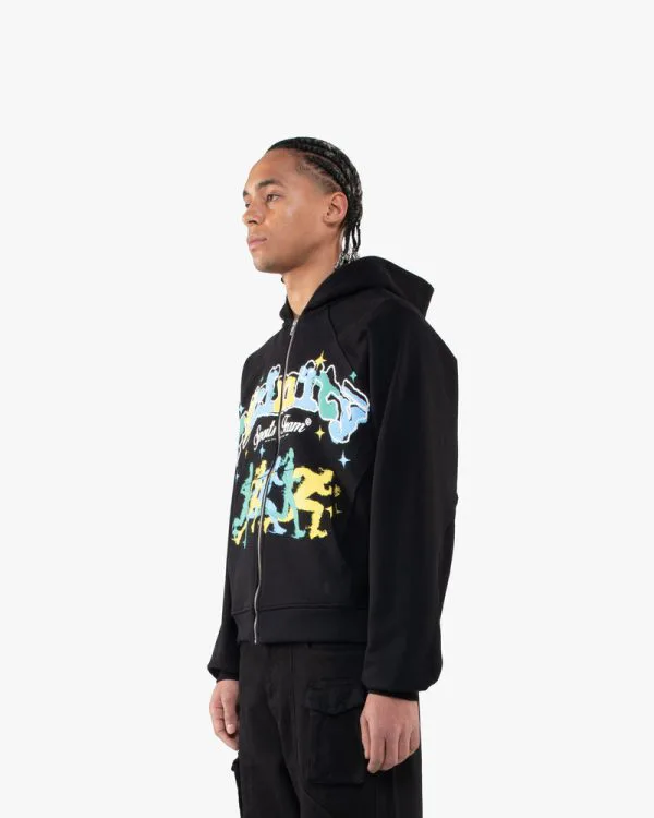 SPORTS TEAM INSIDE OUT ZIP HOODIE BLACK - Sweats & Hoodies - streetwear Avenue Wear