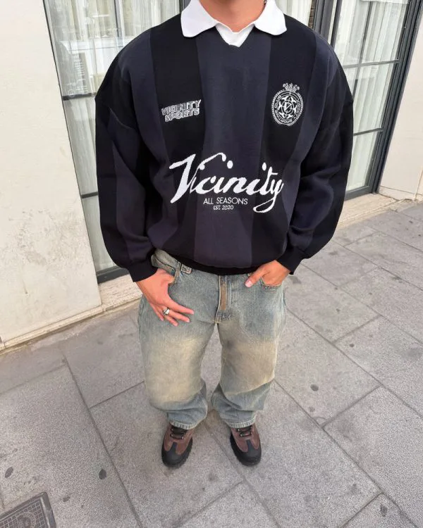 SPORTS TEAM JERSEY KNIT BLACK - Jerseys - streetwear Avenue Wear