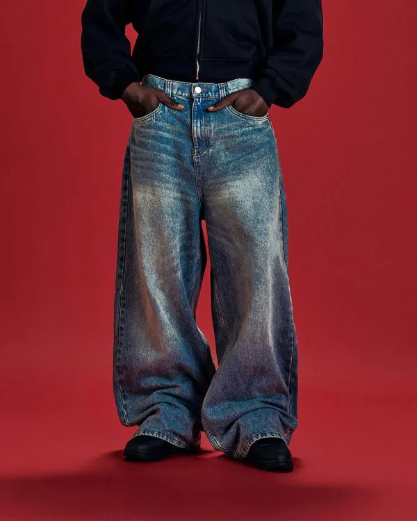 THE BAGGY DENIM PETROL WASHED - Pantalons & Jorts - streetwear Avenue Wear