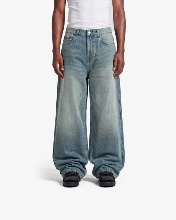 THE BAGGY DENIM PETROL WASHED - Pantalons & Jorts - streetwear Avenue Wear