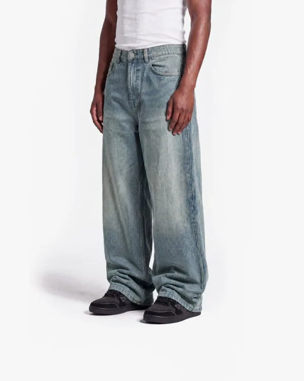 THE BAGGY DENIM PETROL WASHED - Pantalons & Jorts - streetwear Avenue Wear