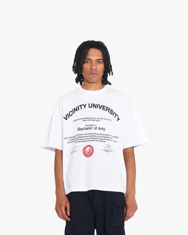 UNIVERSITY TEE WHITE - T-Shirts - streetwear Avenue Wear