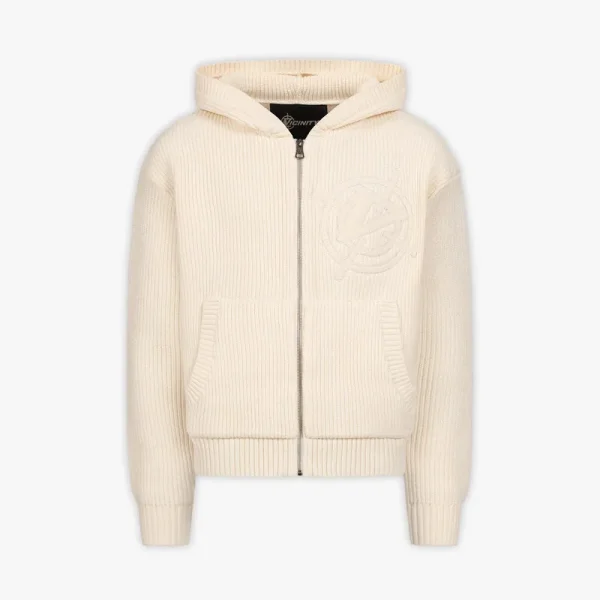 Avenue knit zip hoodie beige - Avenue Wear