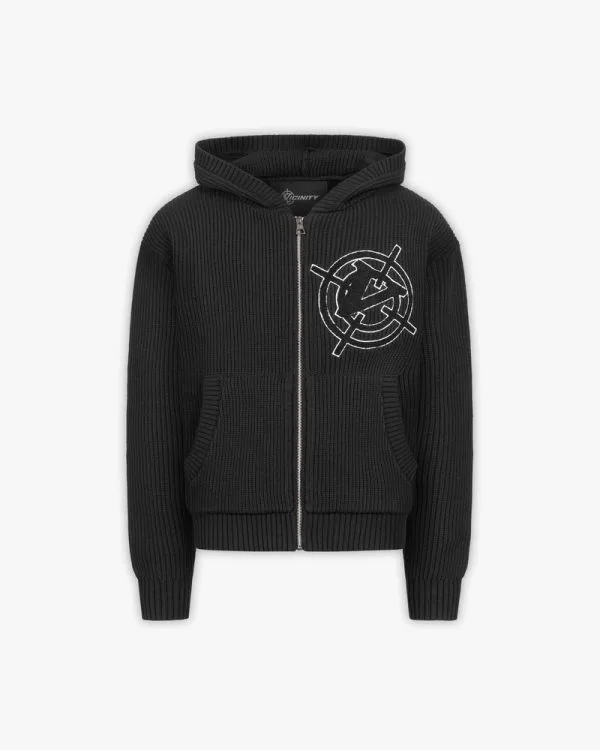 Avenue knit zip hoodie black - Avenue Wear