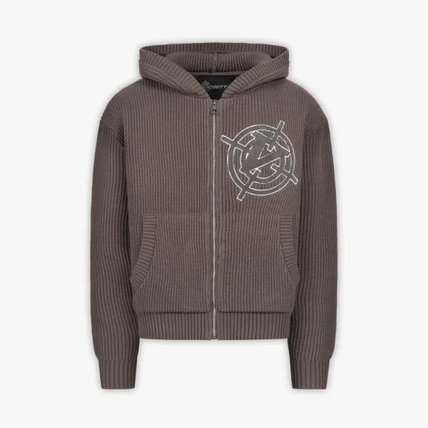 Avenue knit zip hoodie mud brown - Avenue Wear