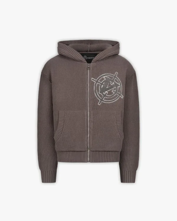 Avenue knit zip hoodie mud brown - Avenue Wear