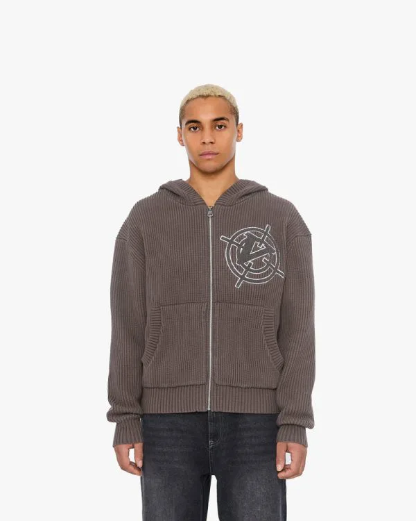 Avenue KNIT ZIP HOODIE MUD BROWN - Sweats & Hoodies - streetwear Avenue Wear