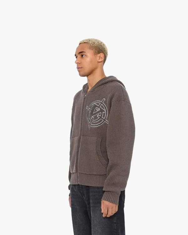 Avenue KNIT ZIP HOODIE MUD BROWN - Sweats & Hoodies - streetwear Avenue Wear