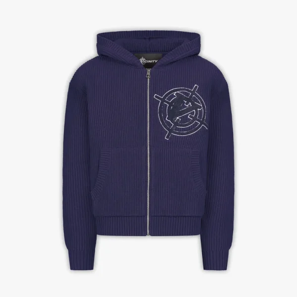 Avenue knit zip hoodie navy - Avenue Wear