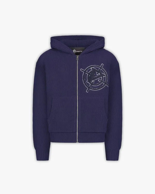 Avenue knit zip hoodie navy - Avenue Wear