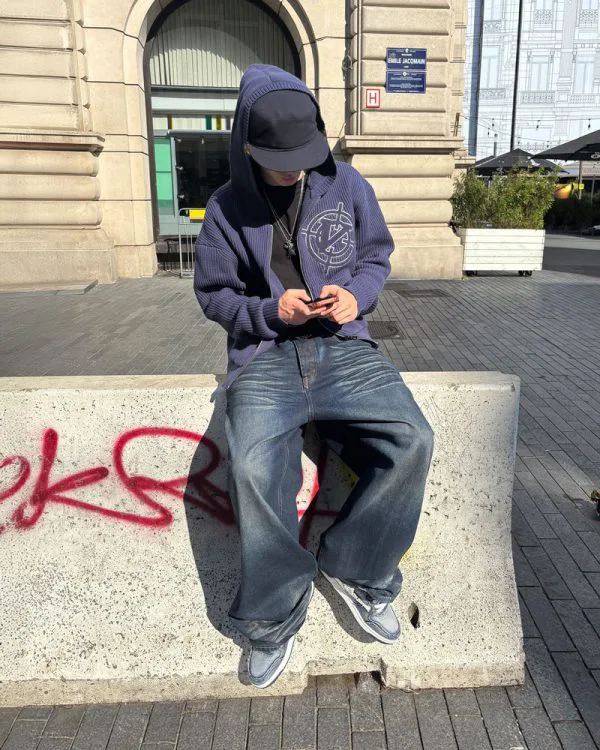 Avenue KNIT ZIP HOODIE NAVY - Sweats & Hoodies - streetwear Avenue Wear