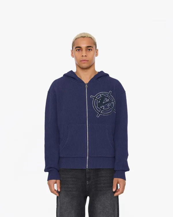 Avenue KNIT ZIP HOODIE NAVY - Sweats & Hoodies - streetwear Avenue Wear