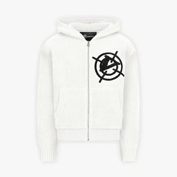 Avenue knit zip hoodie white - Avenue Wear