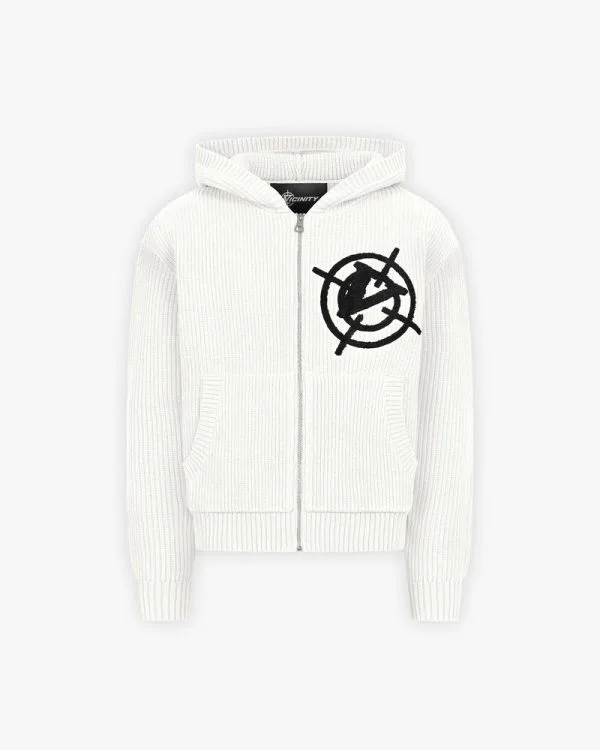 Avenue knit zip hoodie white - Avenue Wear
