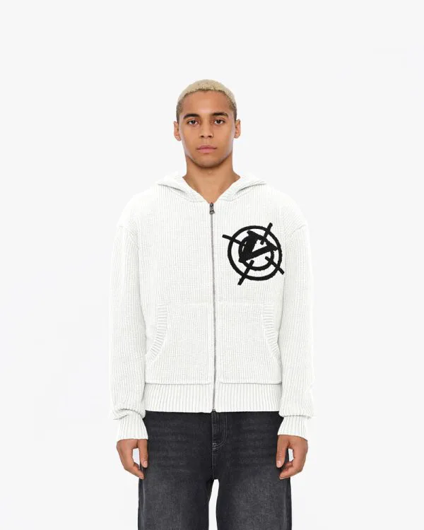 Avenue KNIT ZIP HOODIE WHITE - Sweats & Hoodies - streetwear Avenue Wear
