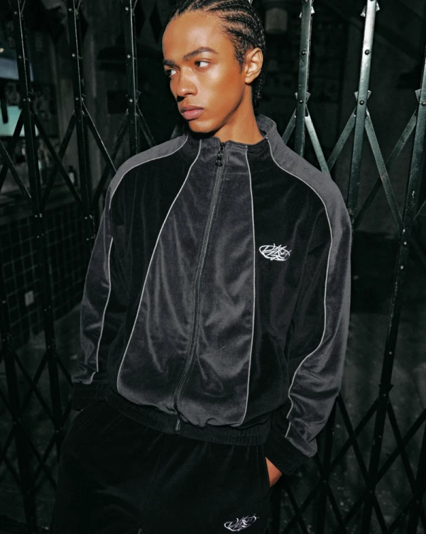 VELOURS TRACK JACKET BLACK - Vestes - streetwear Avenue Wear