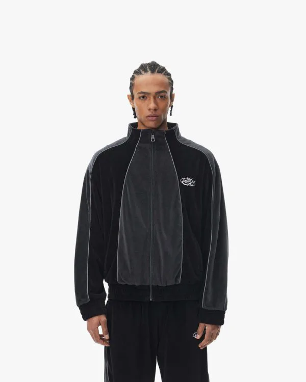 VELOURS TRACK JACKET BLACK - Vestes - streetwear Avenue Wear