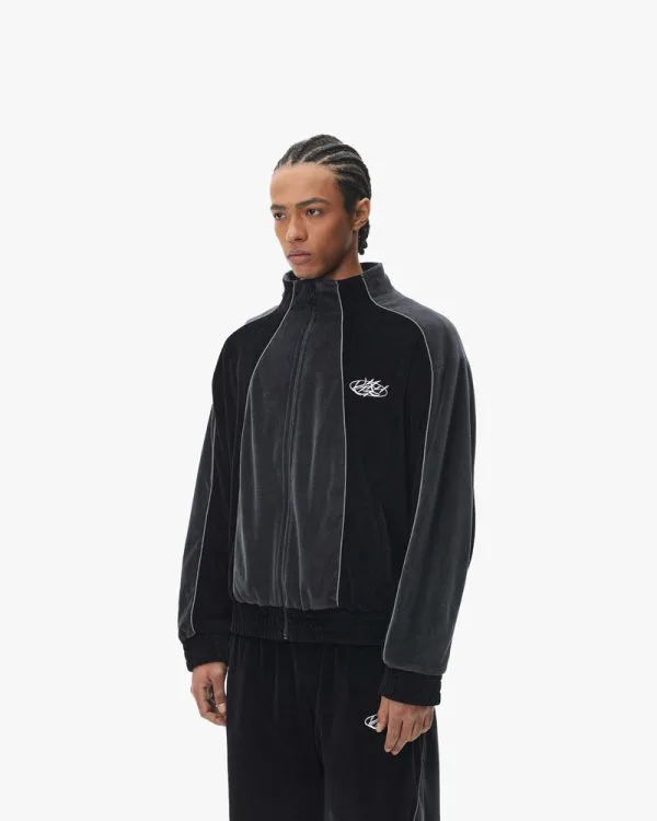 VELOURS TRACK JACKET BLACK - Vestes - streetwear Avenue Wear