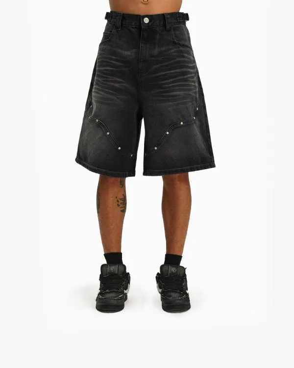 WILD SOUTH DENIM JORTS COAL - Pantalons & Jorts - streetwear Avenue Wear