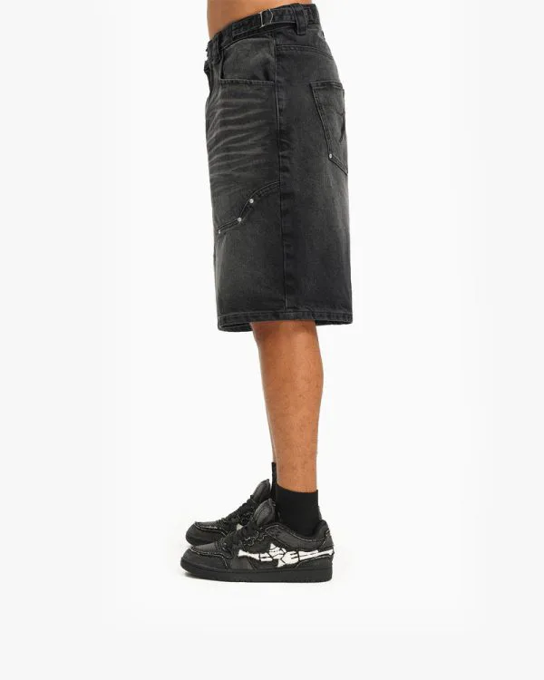 WILD SOUTH DENIM JORTS COAL - Pantalons & Jorts - streetwear Avenue Wear
