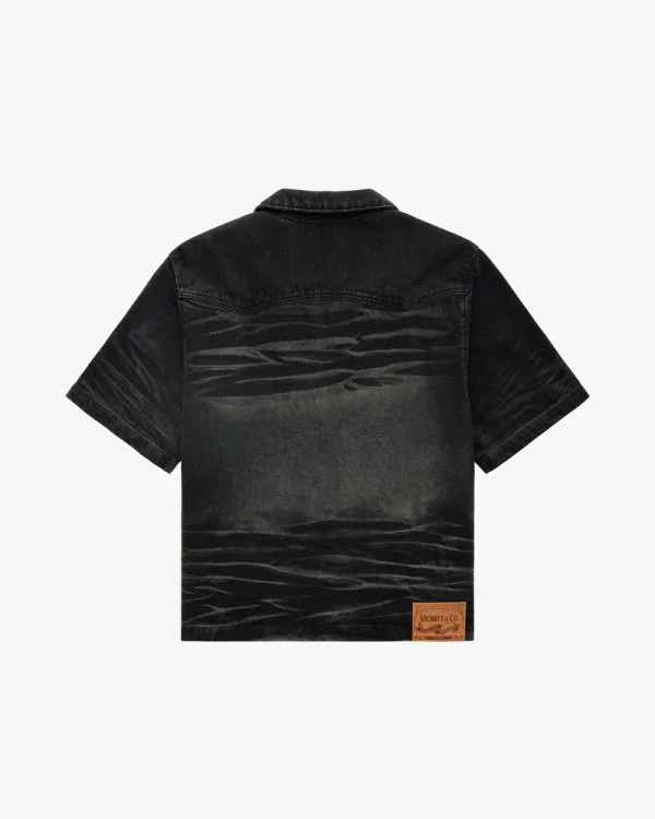 WILD SOUTH DENIM SHIRT COAL - Pantalons & Jorts - streetwear Avenue Wear
